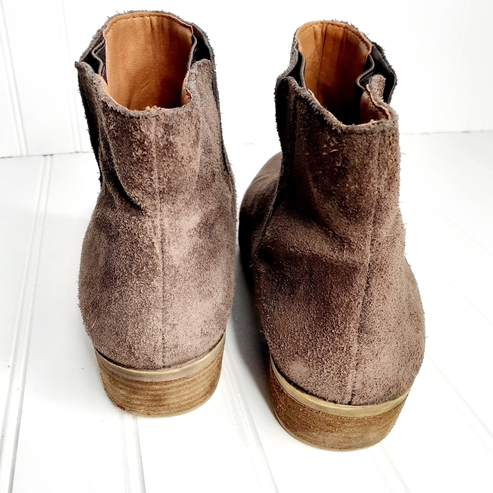 Lucky Brand Benissa Brown Suede Leather Pull On Ankle Booties C305 - Picture 6 of 15